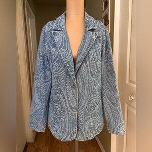 Anthropologie Solitaire Denim Blazer Boho Bohemian M